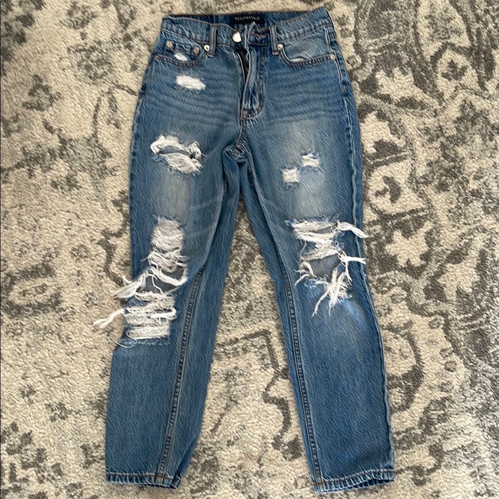 Women's Blue Distressed Jeans
